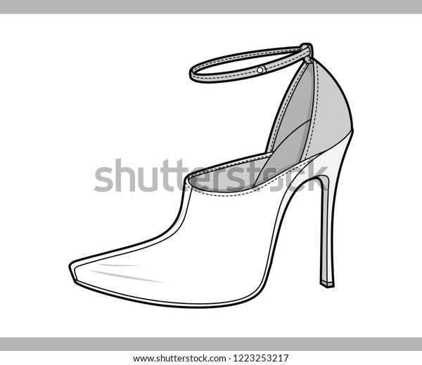 Footwear Shoes Fashion Technical Drawings Vector Stock Vector (Royalty ...