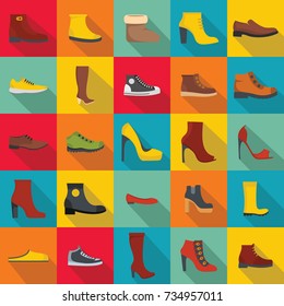 Footwear Shoes Icon Set. Flat Illustration Of 25 Footwear Shoes Vector Icons For Web