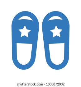 Footwear, slippers icon. Blue vector isolated on a white background