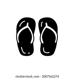 Footwear, slippers icon in solid black flat shape glyph icon, isolated on white background 