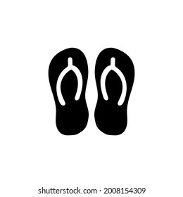 Footwear, slippers icon in solid black flat shape glyph icon, isolated on white background 