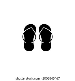Footwear, slippers icon in solid black flat shape glyph icon, isolated on white background 