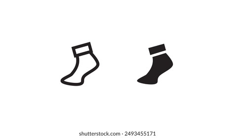 Footwear Socks line and flat icons set, editable stroke isolated on white, linear vector outline illustration, symbol logo design style