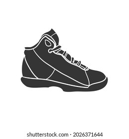 Footwear Sport Icon Silhouette Illustration. Basketball Shoes Vector Graphic Pictogram Symbol Clip Art. Doodle Sketch Black Sign.