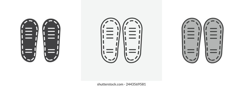 Footwear Tracking and Sole Pattern Icons. Sneaker Prints and Walking Trail Symbols.