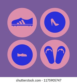 footwear vector icons set. with men shoes, beach sneakers, football shoe and women shoes in set