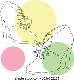 Footwear for women with colored bubbles background - ankle boots. Objects, fashion, isolated