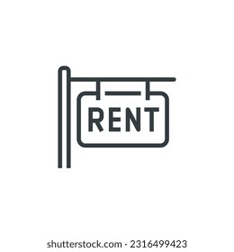 For, rent, sign, house, home, real, estate icon, vector illustration