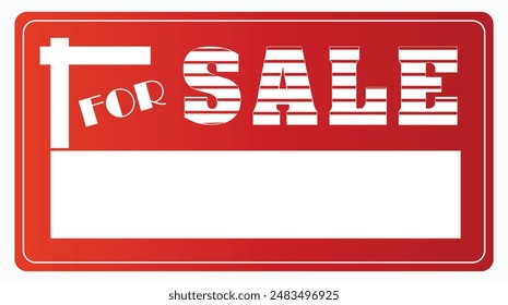 "For sale" gradient red sign, space for text.