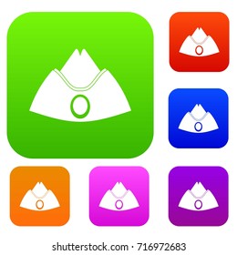 Forage cap set icon color in flat style isolated on white. Collection sings vector illustration