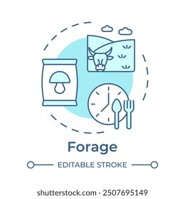 Forage soft blue concept icon. Animal welfare, livestock. Farming, agriculture. Round shape line illustration. Abstract idea. Graphic design. Easy to use in infographic, presentation