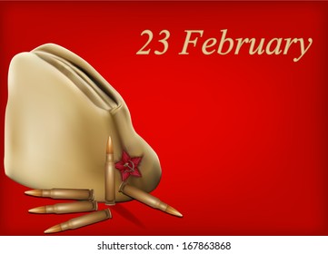 forage-cap with bullets , dedicated to 23 February and Victory Day