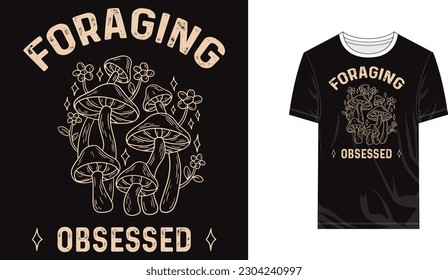 Foraging vector, Foraging T shirt design, Foraging Illustration, mushroom vector, mushroom T shirt design