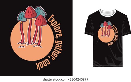 Vector de forraje, diseño de camisetas de forraje, Ilustración de forraje, vector de hongos, diseño de camisetas de hongos