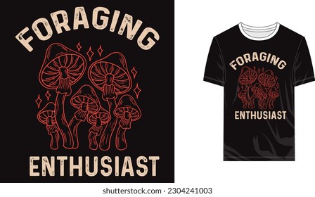 Foraging vector, Foraging T shirt design, Foraging Illustration, mushroom vector, mushroom T shirt design