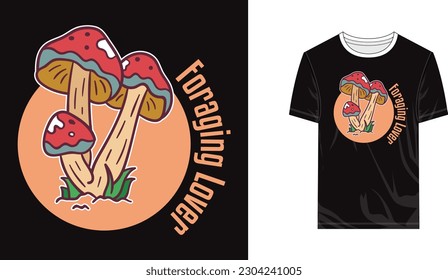 Foraging vector, Foraging T shirt design, Foraging Illustration, mushroom vector, mushroom T shirt design