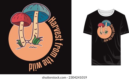 Foraging vector, Foraging T shirt design, Foraging Illustration, mushroom vector, mushroom T shirt design