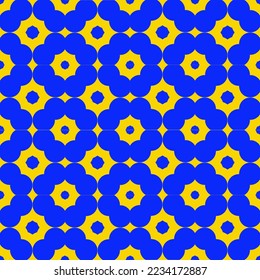 Foral abstract seamless pattern, geometric pattern, with flower repeated style, with yellow and blue contrast matching color, for wallpaper, fabric texture, background, colthing