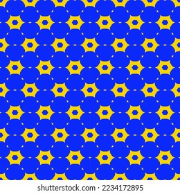 Patrón uniforme abstracto foráneo, patrón geométrico, con estilo de repetición de flor, con color de contraste amarillo y azul, para papel de pared, textura de tela, fondo, coloración