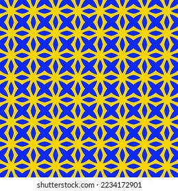 Foral abstract seamless pattern, geometric pattern, with flower repeated style, with yellow and blue contrast matching color, for wallpaper, fabric texture, background, colthing