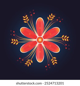 Foral based decorative design of flower with petals and branches. It can be used in greeting card, banner, flyer etc.