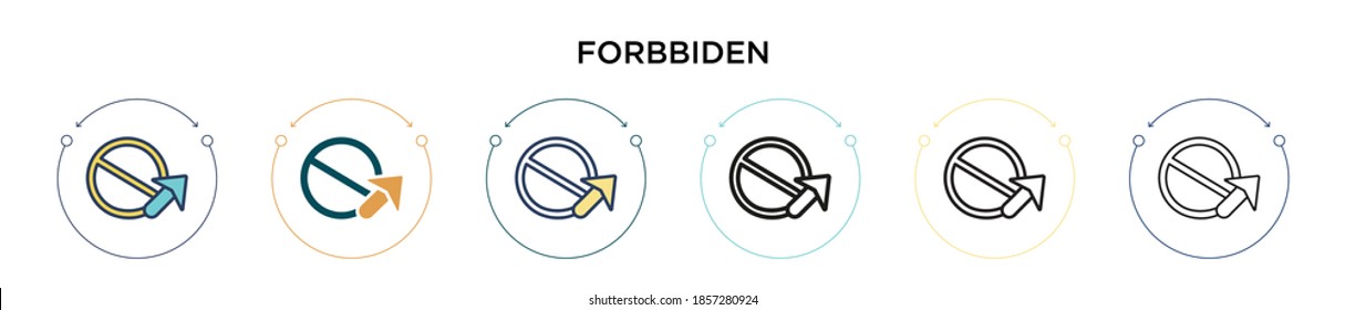 Forbbiden icon in filled, thin line, outline and stroke style. Vector illustration of two colored and black forbbiden vector icons designs can be used for mobile, ui, web