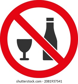 Forbid alcohol icon with flat style. Isolated vector forbid alcohol icon image on a white background.