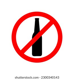 Forbid beer bottle icon with flat style. Isolated raster forbid beer bottle icon image on a white background..eps