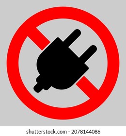 Forbid electrical plugin vector icon. An isolated flat icon illustration of forbid electrical plugin with nobody.