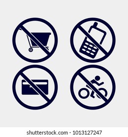 forbid icon, vector illustration. no cart, no phone, no credit card, no bicycle