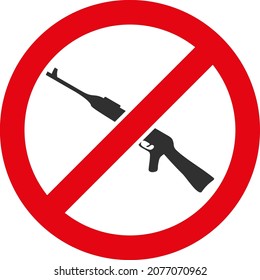 Prohibir icono de arma kalashnikov con estilo plano. Vector aislado prohíbe la imagen del icono del arma kalashnikov en un fondo blanco.