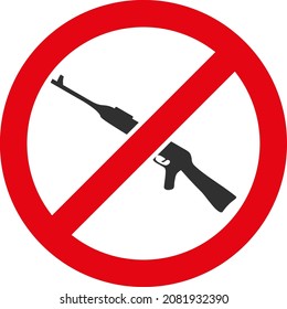 Verbiete kalaschnikov Waffensymbol mit flachem Stil. Isolierte Vektorgrafik verbietet Kalaschnikov Waffensymbol auf weißem Hintergrund.
