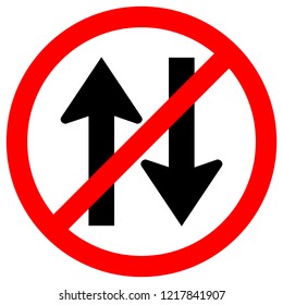 Forbid Two Way Traffic Road Sign, Vector Illustration, Isolate On White Background Label. EPS10