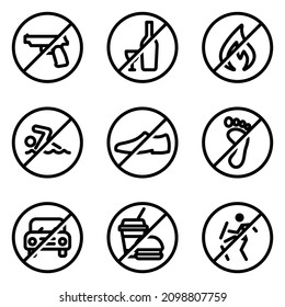 Forbiddance Flat Icon Set Isolated On White Background