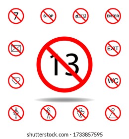 Forbidden 13 age icon. set can be used for web, logo, mobile app, UI, UX