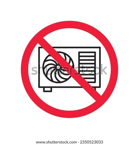 Forbidden air conditioner vector icon. Warning, caution, attention, restriction, label, ban, danger. No air conditioner flat sign design pictogram symbol. No air conditioner icon