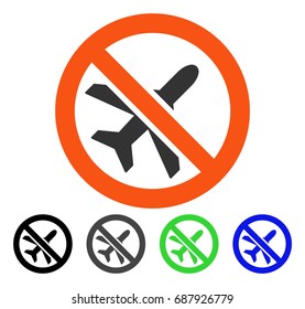 Forbidden Airplane flat vector pictogram. Colored forbidden airplane gray, black, blue, green icon variants. Flat icon style for web design.