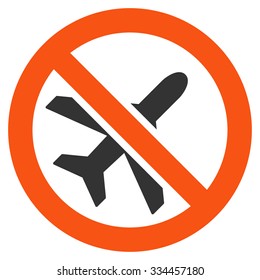 Forbidden Airplane vector icon. Style is flat symbol, rounded angles, white background.