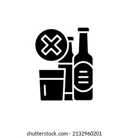 Forbidden alcohol drinks color line icon. Isolated vector element. Outline pictogram for web page, mobile app, promo