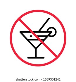 Forbidden alcohol vector icon. No alcohol drink flat sign design. Alcohol restriction icon. Warning caution do not drink alcohol symbol pictogram