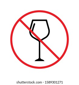 Forbidden alcohol vector icon. No alcohol drink flat sign design. Alcohol restriction icon. Warning caution do not drink alcohol symbol pictogram