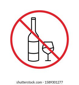 Forbidden alcohol vector icon. No alcohol drink flat sign design. Alcohol restriction icon. Warning caution do not drink alcohol symbol pictogram