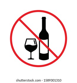 Forbidden alcohol vector icon. No alcohol drink flat sign design. Alcohol restriction icon. Warning caution do not drink alcohol symbol pictogram