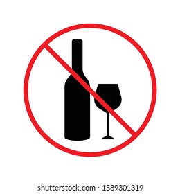 Forbidden alcohol vector icon. No alcohol drink flat sign design. Alcohol restriction icon. Warning caution do not drink alcohol symbol pictogram