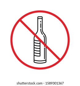 Forbidden alcohol vector icon. No alcohol drink flat sign design. Alcohol restriction icon. Warning caution do not drink alcohol symbol pictogram