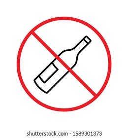 Forbidden alcohol vector icon. No alcohol drink flat sign design. Alcohol restriction icon. Warning caution do not drink alcohol symbol pictogram
