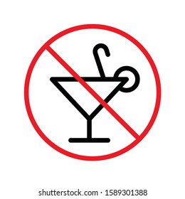 Forbidden alcohol vector icon. No alcohol drink flat sign design. Alcohol restriction icon. Warning caution do not drink alcohol symbol pictogram