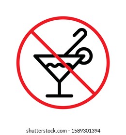 Forbidden alcohol vector icon. No alcohol drink flat sign design. Alcohol restriction icon. Warning caution do not drink alcohol symbol pictogram