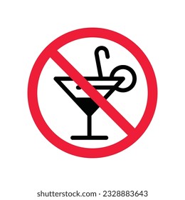 Forbidden alcohol vector icon. No alcohol drink flat sign design. Alcohol restriction icon. Warning label ban caution do not drink alcohol symbol pictogram