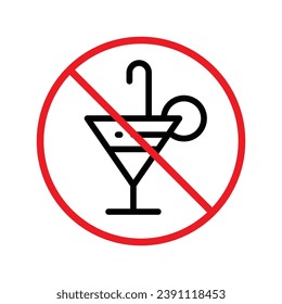 Forbidden alcohol vector icon. No alcohol drink flat sign design. Alcohol restriction icon. Warning label ban caution do not drink alcohol symbol pictogram UX UI